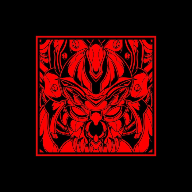 Logotipo samurai vermelho em forma quadrada