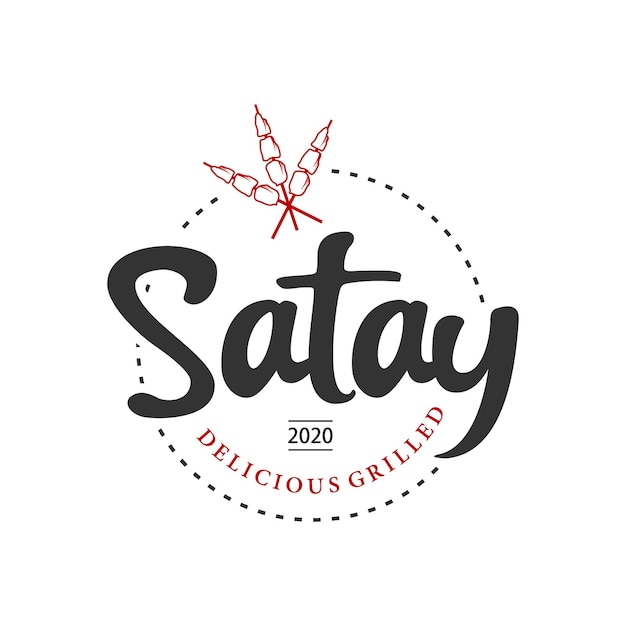 Logotipo satay simples selo distintivo alimentos vetoriais design gráfico