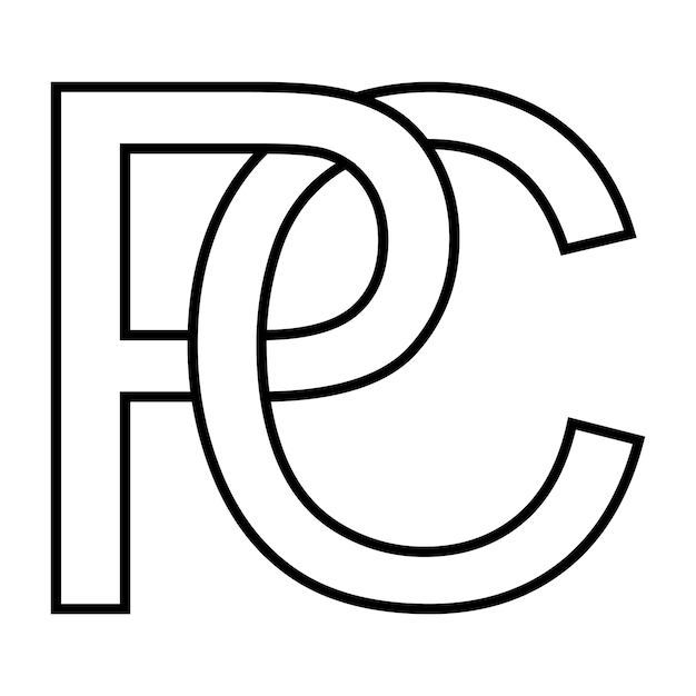 Logotipo signo pc cp ícone letras duplas logotipo p c