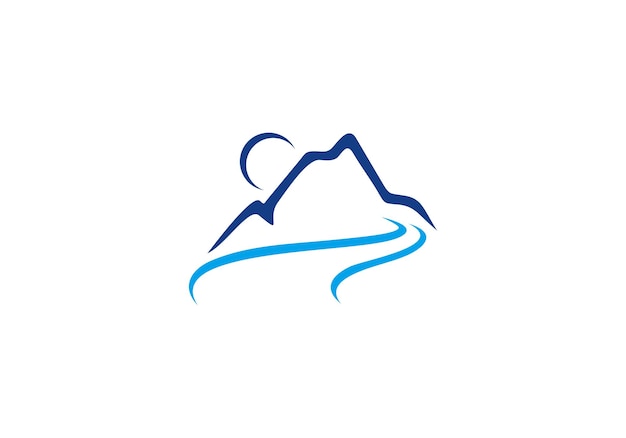 Logotipo simples da montanha do rio conceito de design moderno criativo