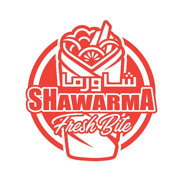 Vetor logotipo simples de shawarma kebab com design de contorno para franquia