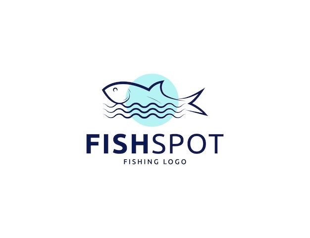 Logotipo simples e moderno de peixes de pesca ou design de emblema de frutos do mar