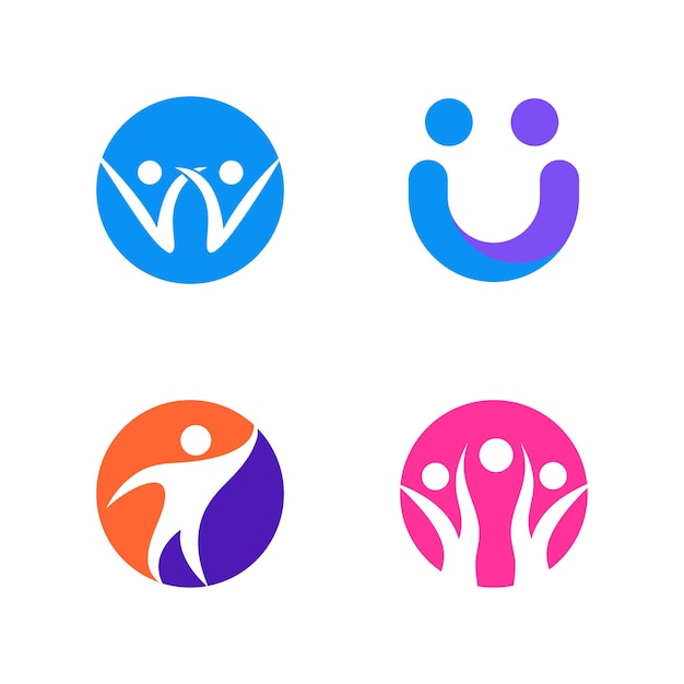 Vetor logotipo social colorido de pessoas em ícones de ação