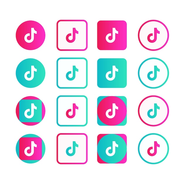 Vetor logotipo tiktok cores completas com modelo variado fácil de editar