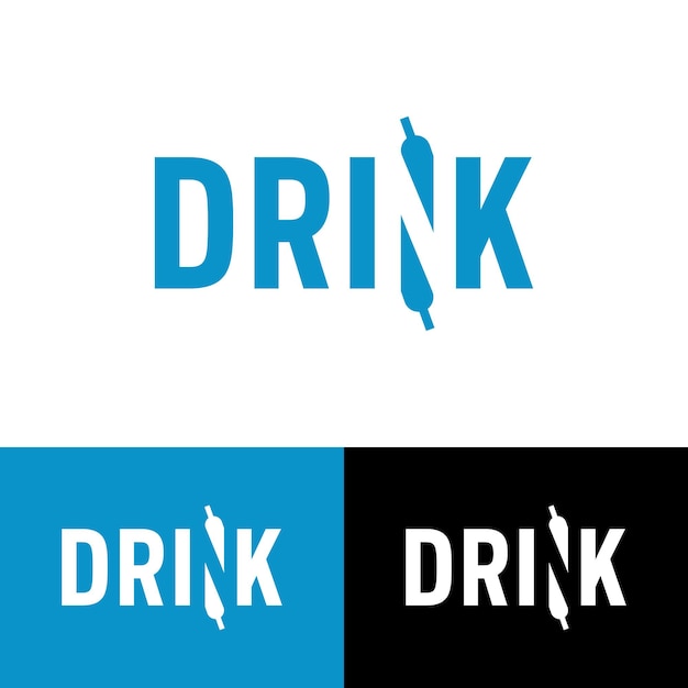 Vetor logotipo tipografia drink com gestalt de duas garrafas letra n símbolo ícone logotipo plano desenhos vetoriais