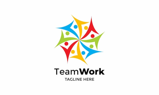 Vetor logotipo trabalho em equipe pessoas conexão de rede apoio equipe conceito minimalista indústria corporativa.