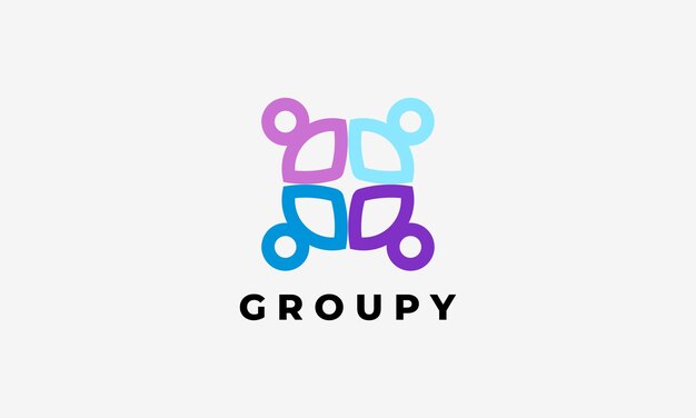 Vetor logotipo trabalho em equipe pessoas rede conexão de suporte equipe conceito minimalista indústria corporativa