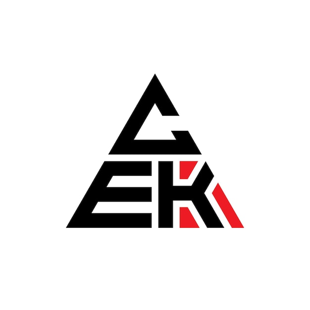 Vetor logotipo triangular com forma de triângulo cek triângulo design de logotipo monograma cek triángulo vetor modelo de logotipo com cor vermelha cek logotipo triangulares simples elegante e luxuoso