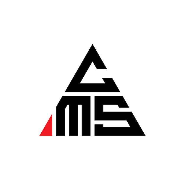 Logotipo triangular com forma de triângulo CMS logotipo triângulo design monograma CMS triângulo vetor CMS logotipo modelo com cor vermelha CMS logo triangular CMS logotipo simples elegante e luxuoso