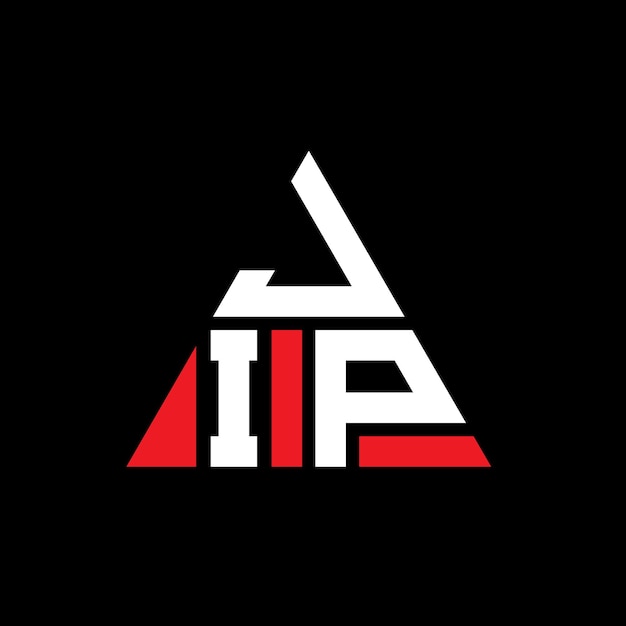 Logotipo triangular com forma de triângulo jip logotipo triângulo design monograma jip triângulo vetor modelo de logotipo com cor vermelha jip logo triangular simples elegante e luxuoso