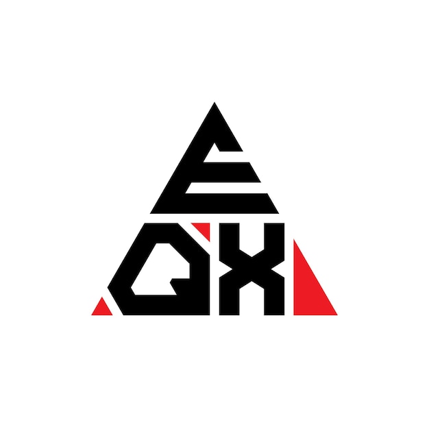 Logotipo triangular eqx com forma de triângulo eqx triângulo logotipo design monograma eq x triângulo vetor modelo de logotipo com cor vermelha eqx logotipo triangulares simples elegante e luxuoso logotipo