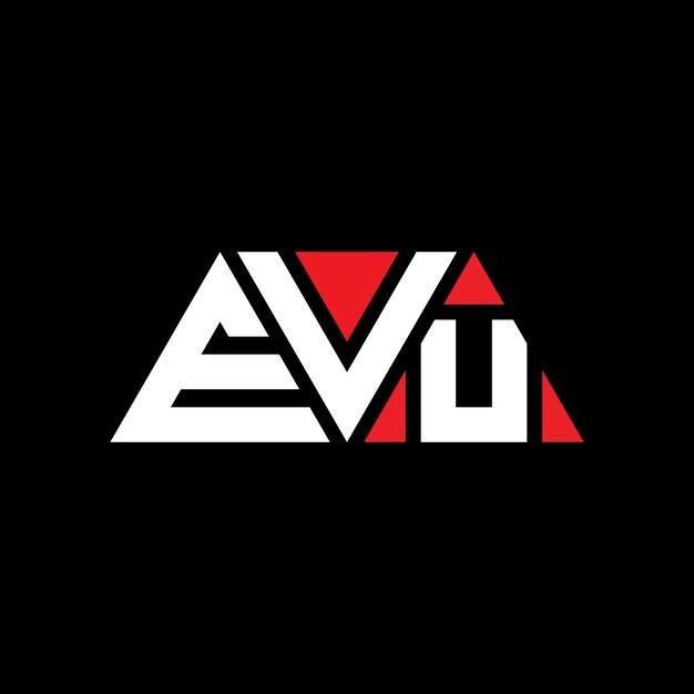 Vetor logotipo triangular evu com forma de triângulo design triangular logotipo evu monograma evu triângulo vetor modelo de logotipo com cor vermelha evu logo triangular logotipo simples elegante e luxuoso evu