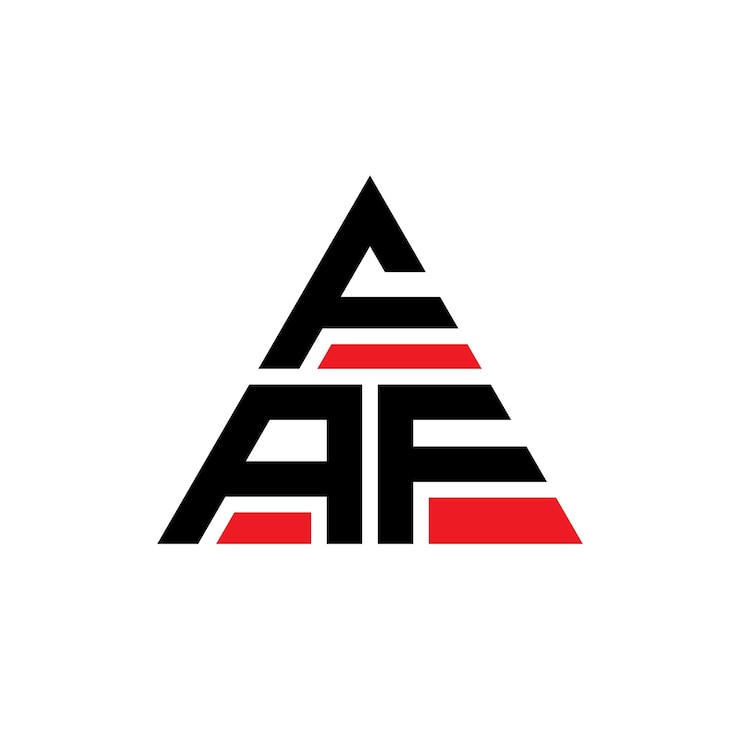 Vetor logotipo triangular faf com forma de triângulo design triangular de logotipo faf monograma faf triângulo vetor modelo de logotipo com cor vermelha faf logo triangular logotipo simples elegante e luxuoso
