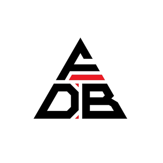 Logotipo triangular FDB com forma de triângulo FDB triângulo logotipo design monograma FDB triángulo vetor modelo de logotipo com cor vermelha FDB logotipo triangulares simples elegante e luxuoso
