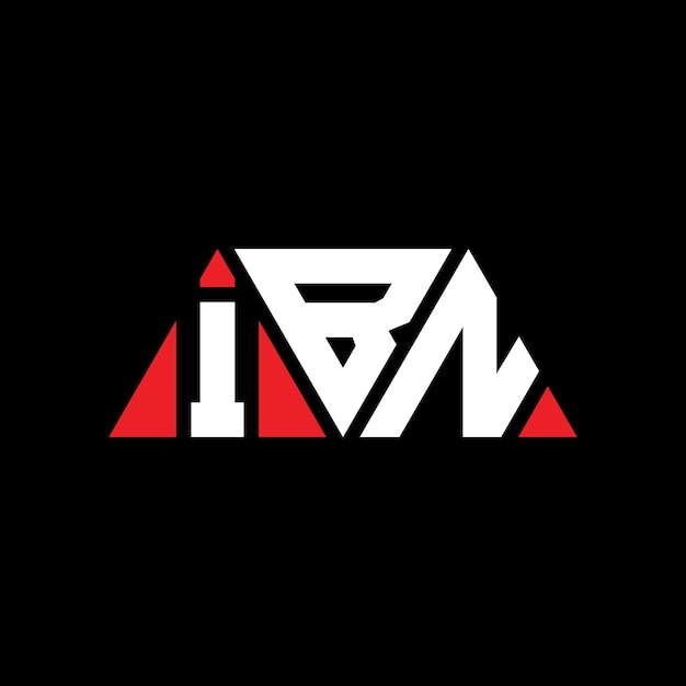 Logotipo triangular ibn com forma de triângulo design triangular de logotipo ibn monograma ibn triângulo vetor modelo de logotipo com cor vermelha ibn logo triangular simples elegante e luxuoso logotipo ibn