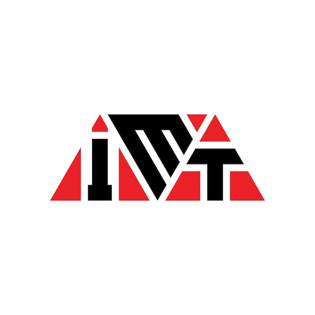 Logotipo triangular IMT com forma de triângulo IMT logotipo triângulo design monograma IMT triângulo vetor modelo de logotipo com cor vermelha IMT logo triangular Logotipo simples elegante e luxuoso IMT