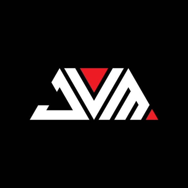 Logotipo triangular JVM com forma de triângulo JVM triângulo logotipo design monograma JVM logotipo triângulo vetor JVM modelo de logotipo com cor vermelha JVM logo triangular Logotipo simples, elegante e luxuoso JVM