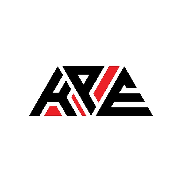 Logotipo triangular KPE com forma de triângulo KPE triângulo logotipo design monograma KPE triángulo vetor modelo de logotipo com cor vermelha KPE logotipo triangulares simples elegante e luxuoso KPE