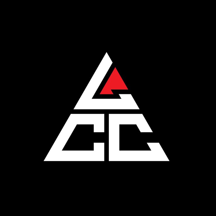 Vetor logotipo triangular lcc com forma de triângulo lcc triângulo logotipo design monograma lcc triángulo vetor logotipo modelo com cor vermelha lcc logo triangular logotipo simples elegante e luxuoso