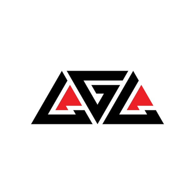 Logotipo triangular LGL com forma de triângulo Logotipo triângulo LGL design monograma Logotipo de vetor triangular de LGL com cor vermelha Logotipagem triangular simples, elegante e luxuosa Logotipo LGL