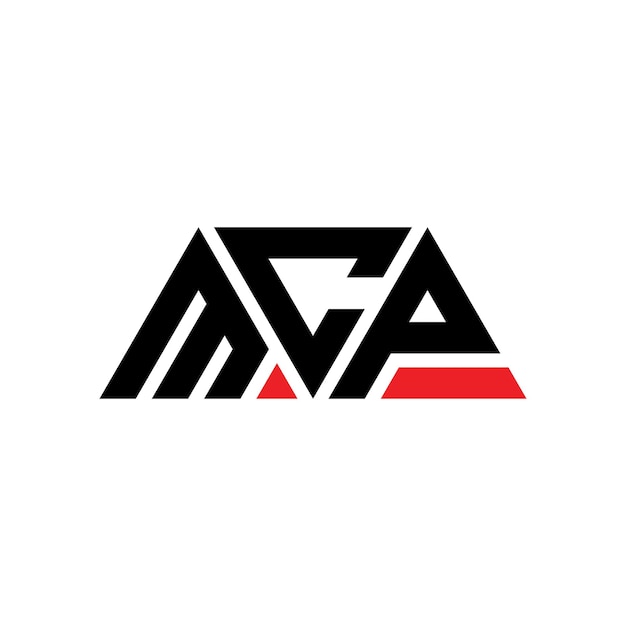 Logotipo triangular MCP com forma de triângulo MCP triângulo logotipo design monograma MCP triángulo vetor modelo de logotipo com cor vermelha MCP logotipo triangulares simples elegante e luxuoso MCP