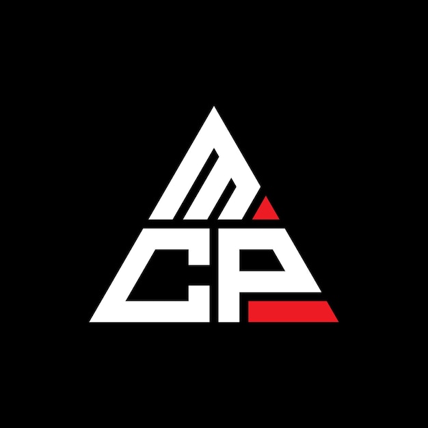 Logotipo triangular MCP com forma de triângulo MCP triângulo logotipo design monograma MCP triángulo vetor modelo de logotipo com cor vermelha MCP logotipo triangulares simples elegante e luxuoso
