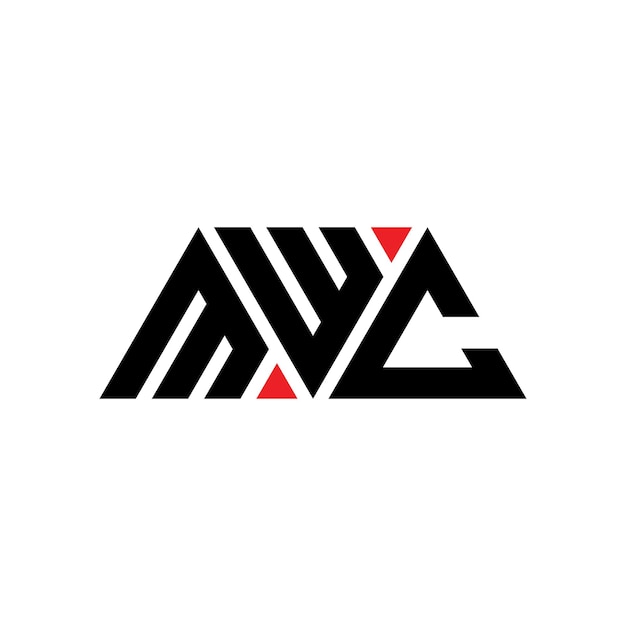 Logotipo triangular MWC com forma de triângulo Logotipo triângulo MWC design monograma Logotipo de vetor triangulo MWC com cor vermelha Logotipo triangle MWC Simples Elegante e luxuoso Logotipo MWC
