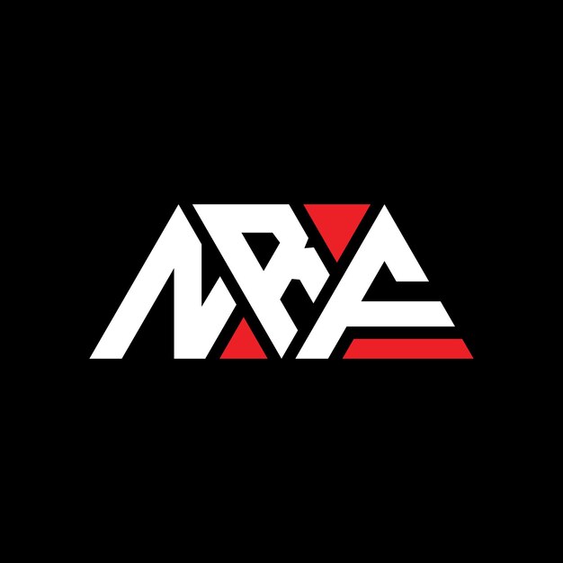 Logotipo triangular NRF com forma de triângulo NRF triângulo logotipo design monograma NRF triángulo vetor modelo de logotipo NRF com cor vermelha NRF logo triangular simples elegante e luxuoso NRF logotipo