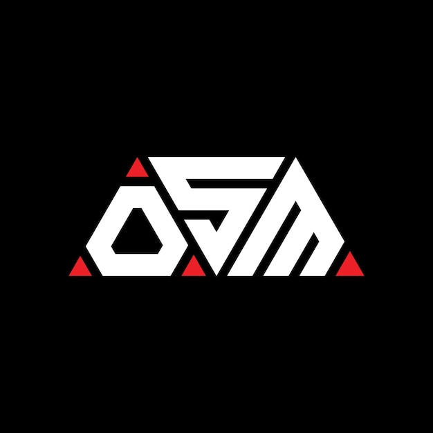 Logotipo triangular OSM com forma de triângulo Logotipo triângulo OSM design monograma Logotipo de vetor triangulo OSM com cor vermelha Logotipo triangle OSM Simples Elegante e luxuoso Logotipo OSM