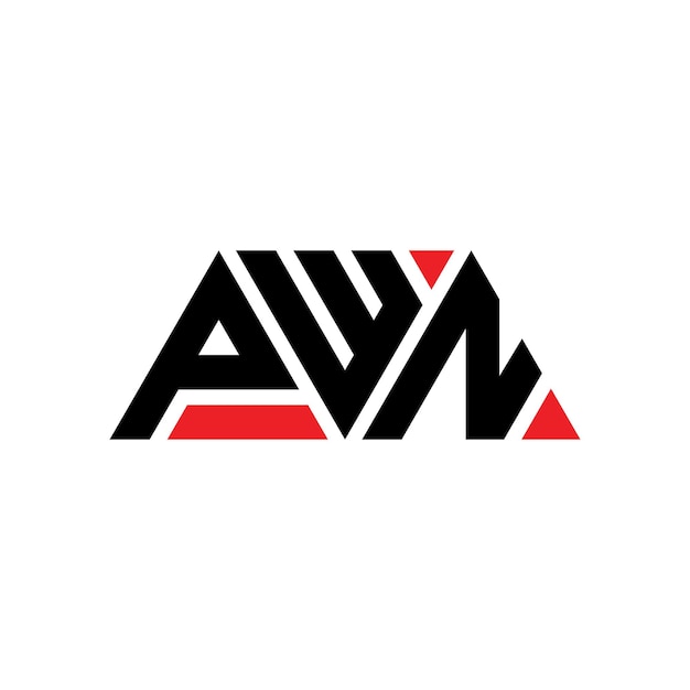 Logotipo triangular PWN com forma de triângulo Design triangular de logotipo PWN monograma PWN triângulo vetor modelo de logotipo com cor vermelha PWN logo triangular Logotipo simples Elegante e luxuoso PWN