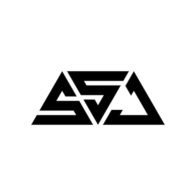 Logotipo triangular SSJ com forma de triângulo SSJ triângulo logotipo design monograma SSJ triángulo vetor modelo de logotipo com cor vermelha SSJ logotipo triangulares simples elegante e luxuoso logotipo SSJ