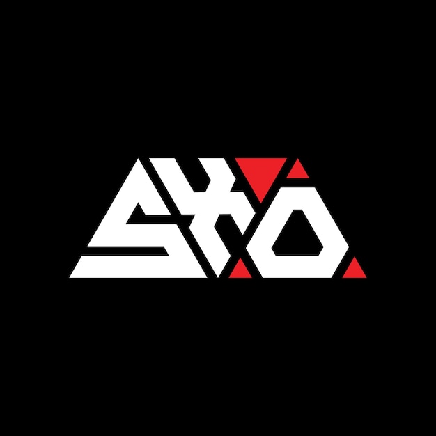Vetor logotipo triangular sxo com forma de triângulo projeto de logotipo triângulo sxo monograma modelo de logotipo de vetor triangulo sxo com cor vermelha logo triangular simples elegante e luxuoso logotipo sxo