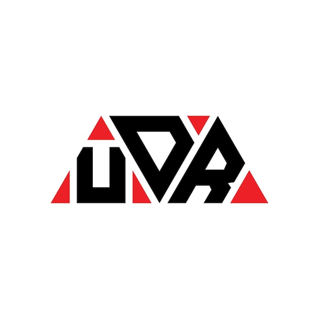 Logotipo triangular UDR com forma de triângulo UDR logotipo triângulo design monograma UDR triângulo vetor modelo de logotipo com cor vermelha UDR logo triangular simples elegante e luxuoso Logotipo UDR
