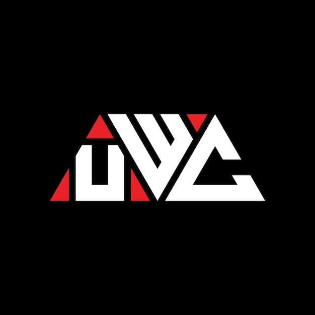 Logotipo triangular UWC com forma de triângulo UWC logotipo triângulo design monograma UWC triângulo vetor modelo de logotipo com cor vermelha UWC logo triangular Logotipo simples elegante e luxuoso UWC