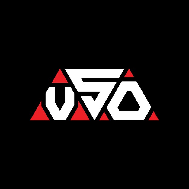 Logotipo triangular VSO com forma de triângulo VSO triângulo logotipo design monograma VSO logotipo triângulo vetor com cor vermelha VSO logo triangular Logotipo simples Elegante e luxuoso VSO