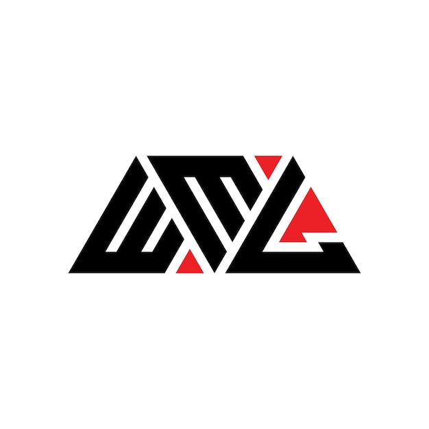 Logotipo triangular WML com forma de triângulo WML triângulo logotipo design monograma WML logotipo triângulo vetor com cor vermelha WML logo triangular Logotipo simples elegante e luxuoso WML