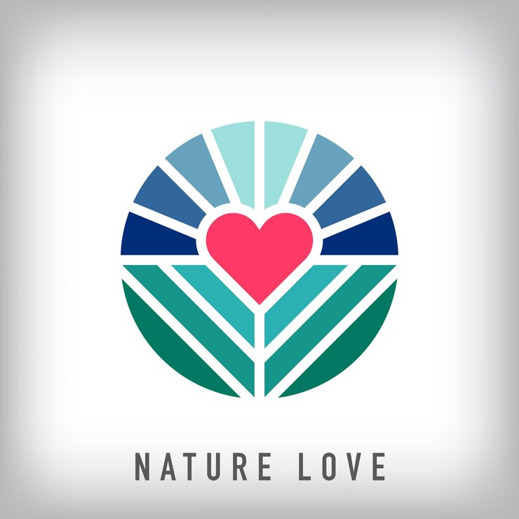 Vetor logotipo único de amor à natureza paisagem conceito de festival de amor modelo de design