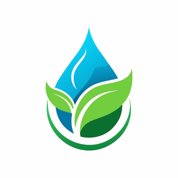 Logotipo único de gota de água e folha verde Um símbolo fresco e ecológico para soluções sustentáveis