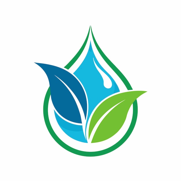 Logotipo único de gota de água e folha verde Um símbolo fresco e ecológico para soluções sustentáveis