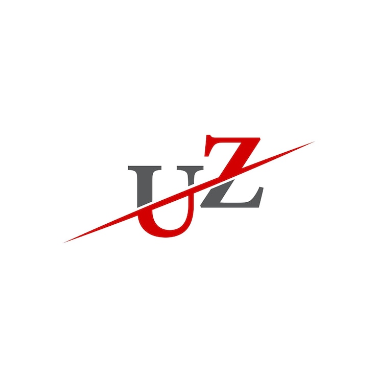 Vetor logotipo uz minimalista com linha diagonal dinâmica