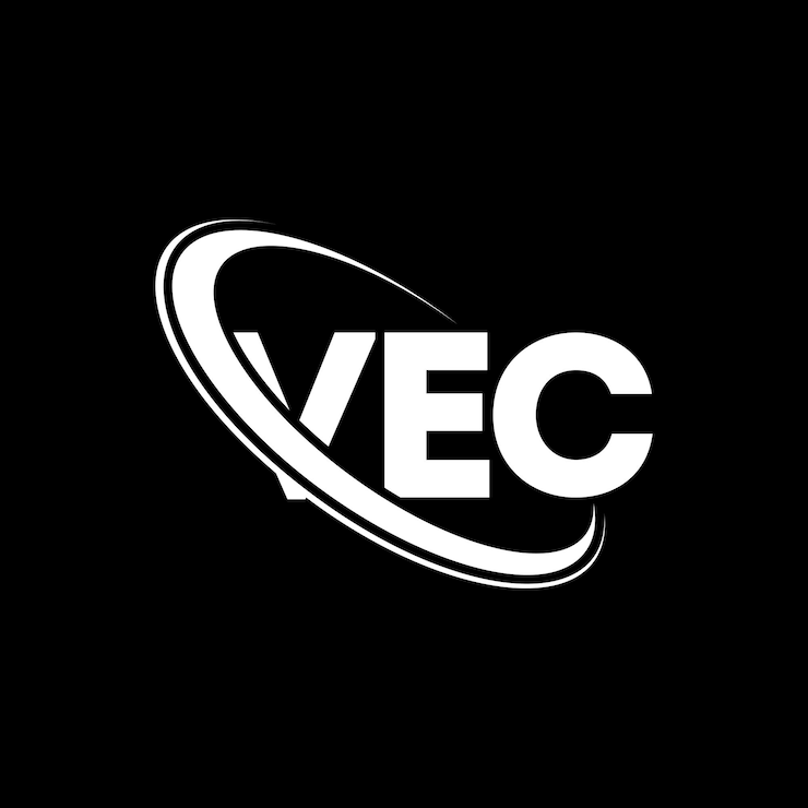 Vetor logotipo vec vec letra vec letra logotipo design iniciais logotipo vec ligado com círculo e maiúsculas logotipo monograma vec tipografia para negócios de tecnologia e marca imobiliária