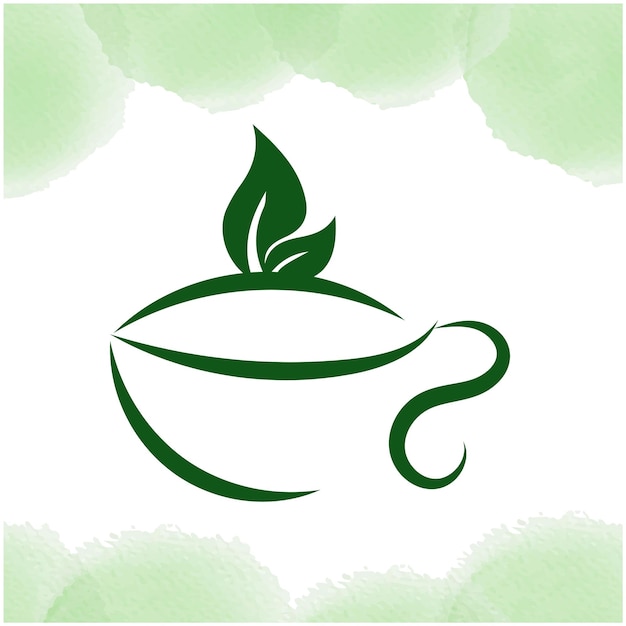 Logotipo verde com uma xícara de chá