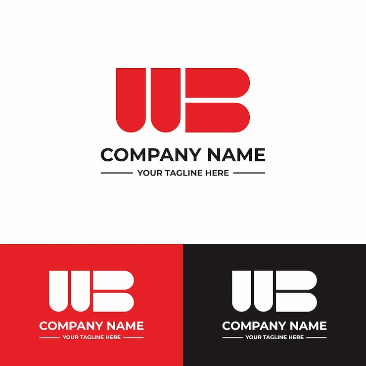 Vetor logotipo vermelho wb iniciais simple modern company