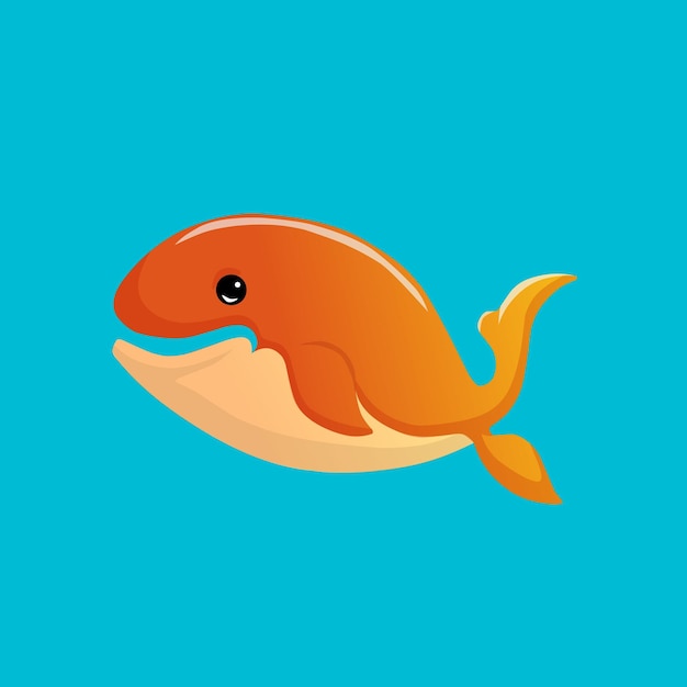 Logotipo vetorial animado de uma baleia laranja em um fundo azul