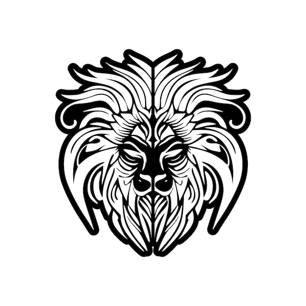 Logótipo vetorial com um leão a preto e branco
