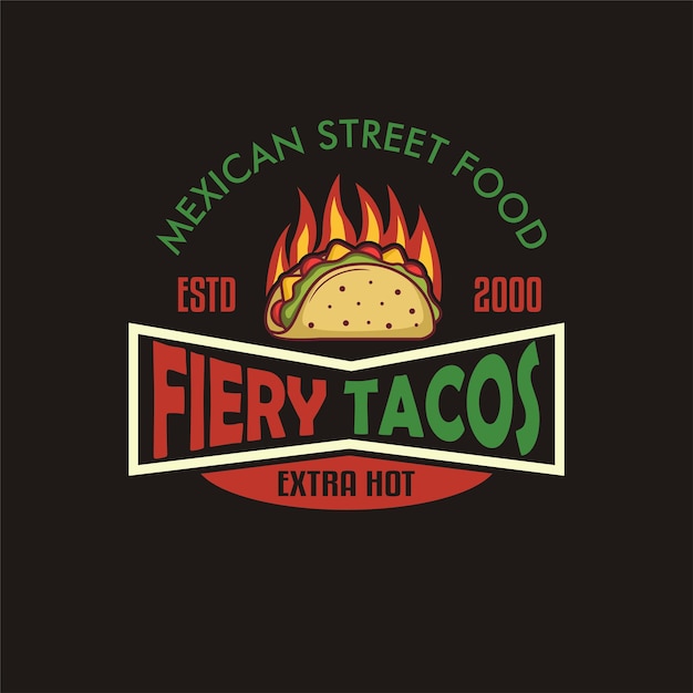 logotipo vetorial de comida mexicana Um logotipo para um restaurante chamado tacos de fogo extra quente