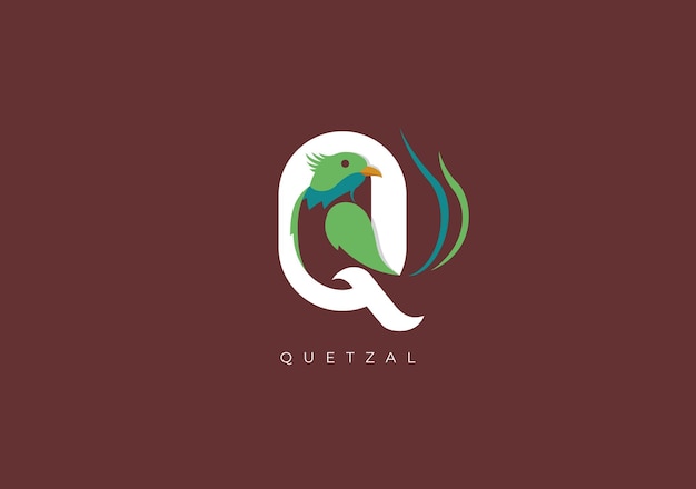 Vetor logotipo vetorial do monograma quetzal q