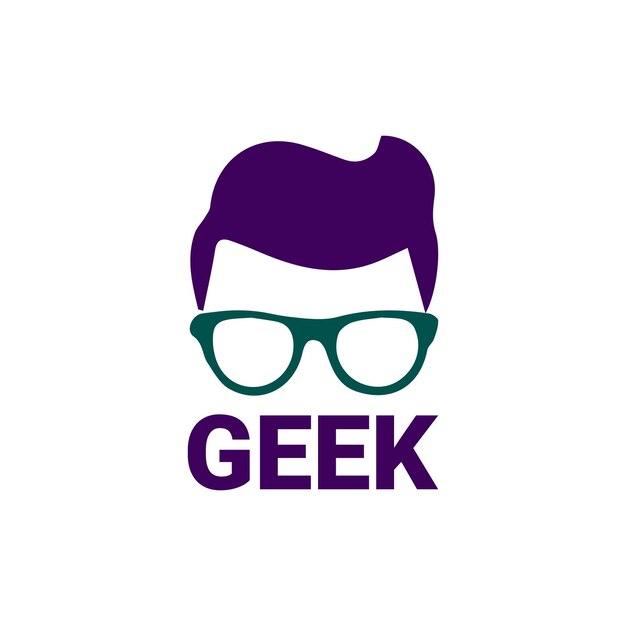 Vetor logotipo vibrant purple geek com óculos