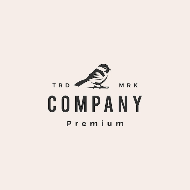 Logotipo vintage chickadee hipster