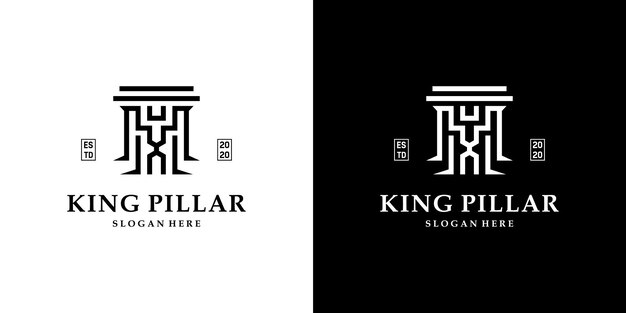 Logotipo vintage de advogado com combinação criativa de modelo de logotipo rei e pilar